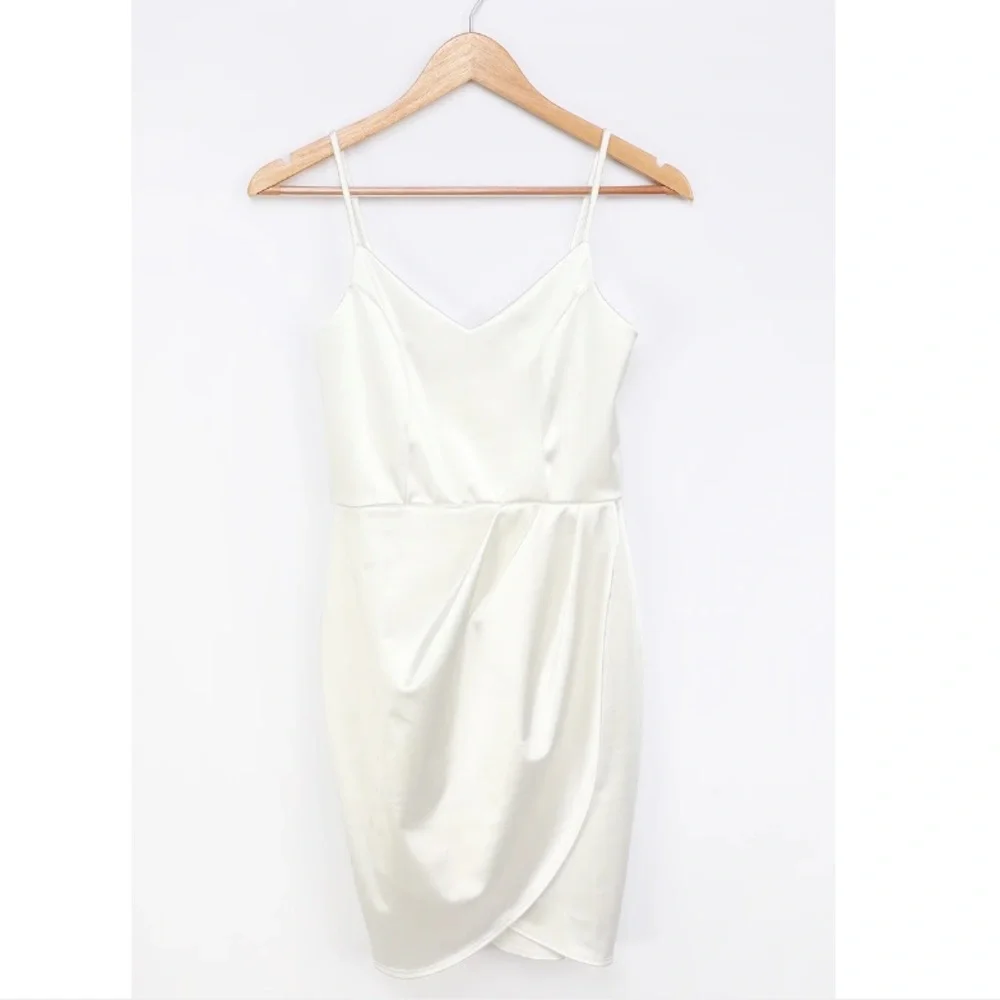 Lulu’s Forever Your Girl White Satin Bodycon Dress - Picture 2 of 9